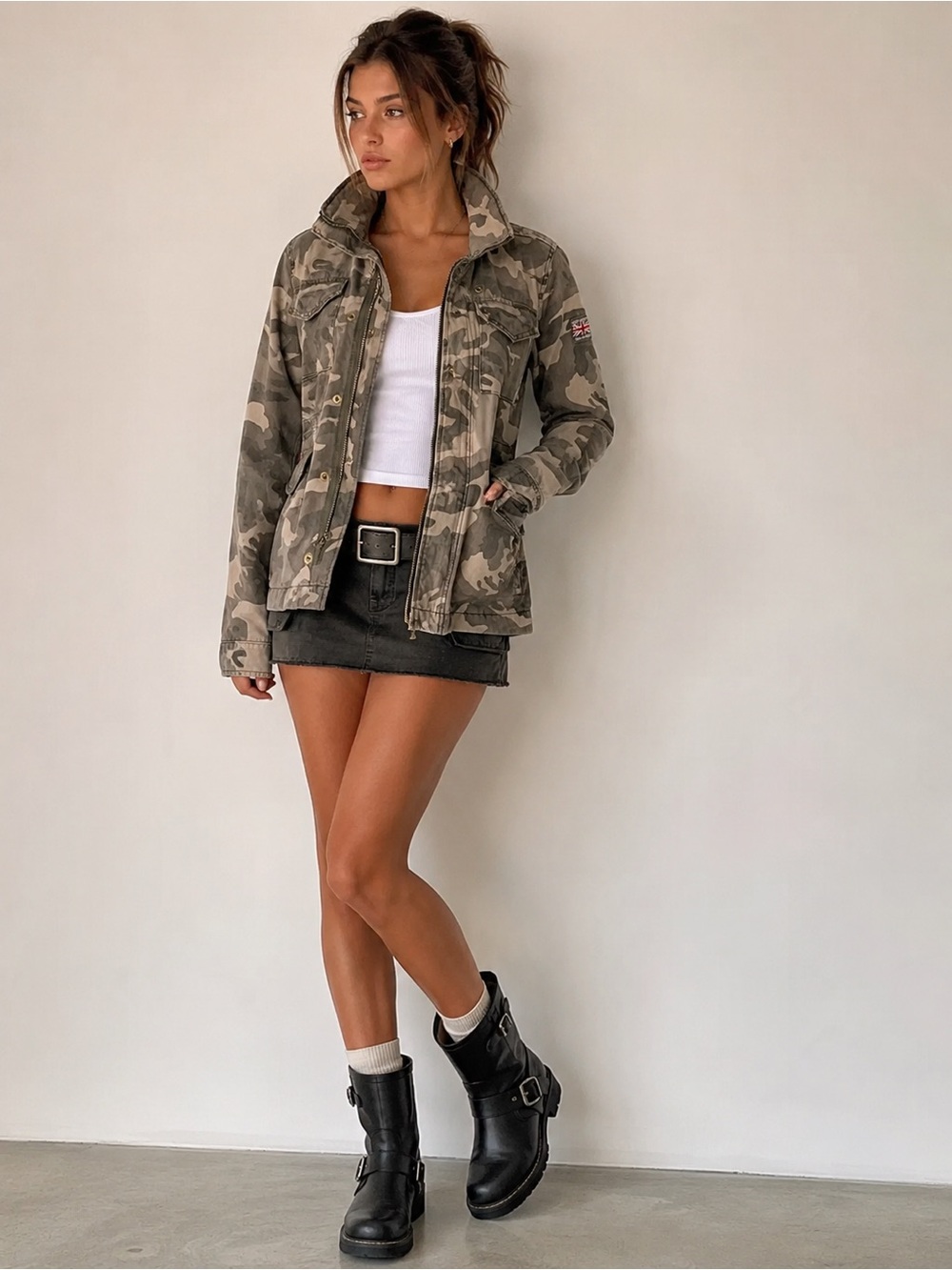 Superdry Rookie Camo Military Utility Cargo Field Jacket Women’s S US 6